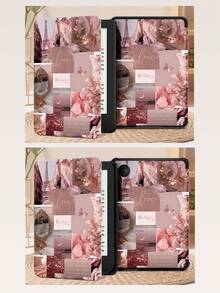 Romantische rosa Paris Patchwork Blumenmuster Schutzhülle, kompatibel mit iPad 9.7/10.2/10.5/10.9/12.9/Pro 11 (10. Generation), Galaxy Tab S6 Lite 10.4", Kindle Paperwhite 12. Generation (2024) und Kindle 11. Generation (2022), mit Fallschutz, Smart Support/Auto Wake/Sleep - Verschiedenfarbig - Übersicht 11