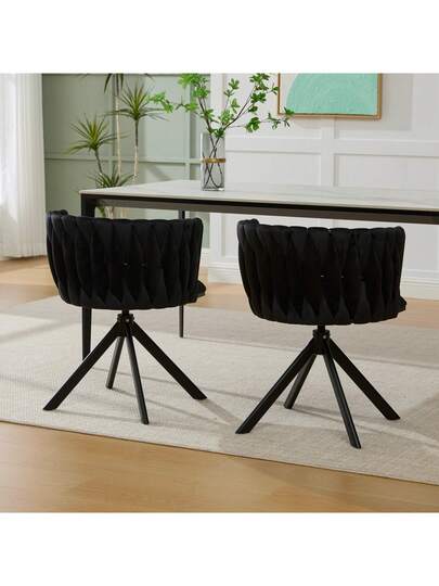 Fluwelen Seats Heavy Metal Frame, 180 Degree Swivel Function, Back, Zachte Luxurious Flexible Between Living Room, Budol Creative Workspace (Set Of 2) view 4