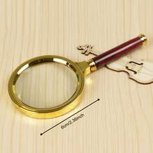 1pc 50x Magnifier - HD Metal Handheld Magnifier With Ergonomic Handle No Power Required For Reading Books Newspapers Outdoor Science And Making Fire - Wood Grain Magnifying Glass - View 2