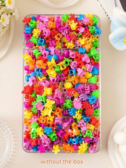 30pcs/60pcs/100pcs Mini Colorful Flower & Star Hair Clips For Girls, Cute Cartoon Hair Accessories, Suitable For Casual Daily Use