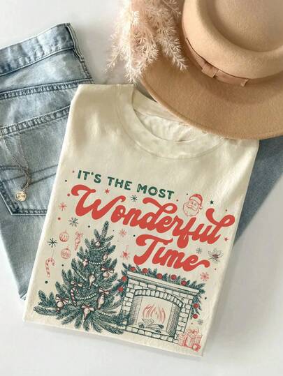 女士圆领短袖休闲“美好时光”复古T恤