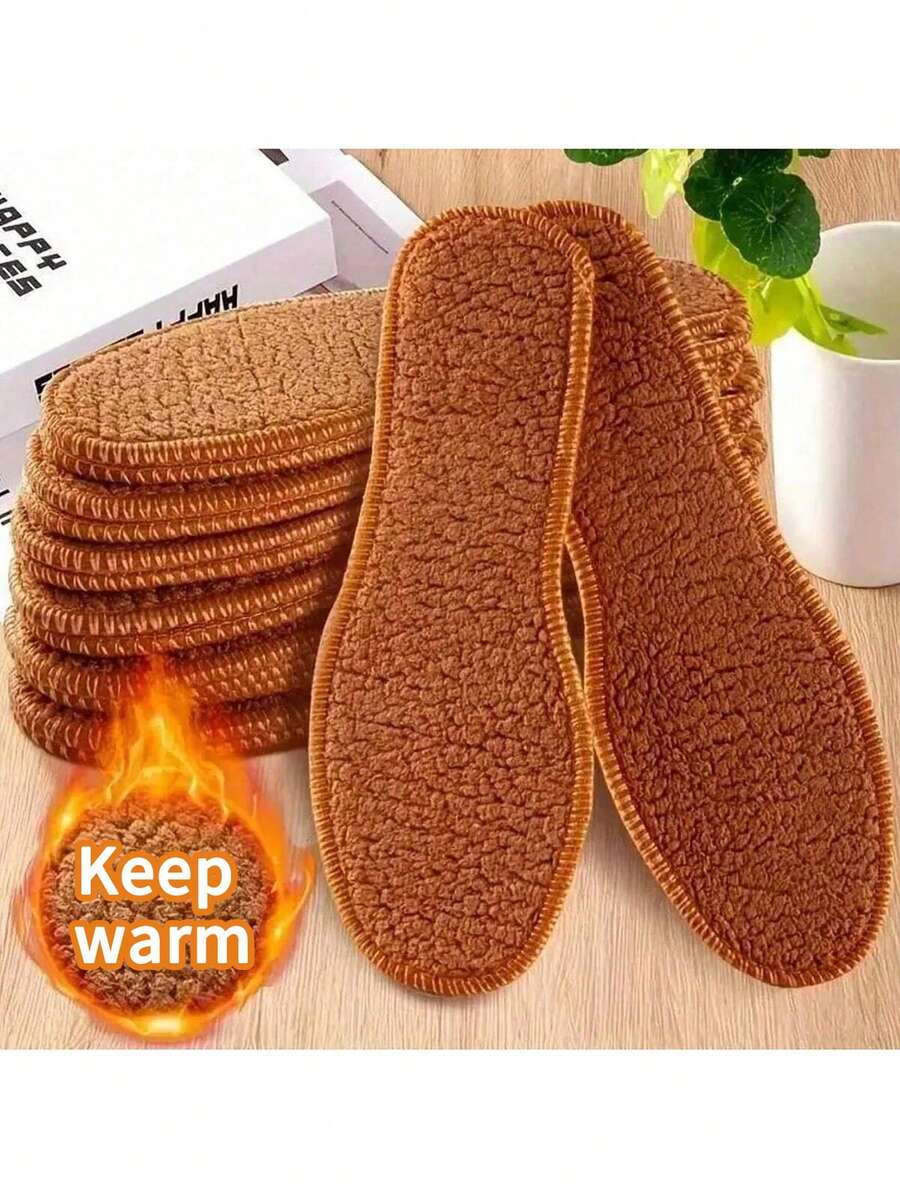 5 Pairs Natural Wool Felt Shoe Insoles, Warm Wool Insoles For Winter, Thick Soft Wool Insoles For Men And Women, Suitable For Snow Boots