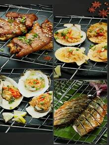 1 pieza Rejilla de acero inoxidable antiadherente multiusos, estilo de camping al aire libre con forma de rejilla desmontable y portátil para parrilla de barbacoa con mango de madera para asar alitas de pollo, berenjena, pescado, perfecta para fiestas de barbacoa de verano, picnics y eventos de parrilla en el patio trasero