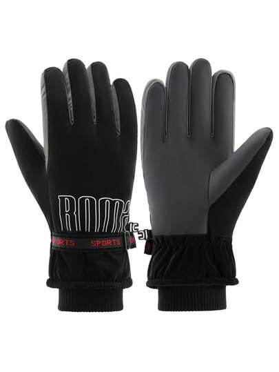 Men's Ski Gloves, Thick Warm Windproof Winter Gloves For Cycling, Riding, Outdoor, Mountaineering, Waterproof