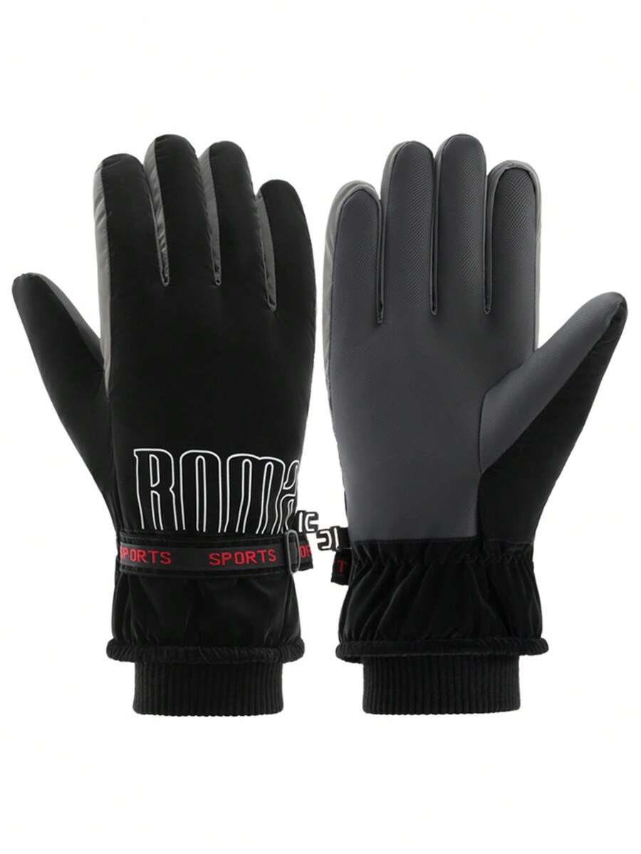 Men's Ski Gloves, Thick Warm Windproof Winter Gloves For Cycling, Riding, Outdoor, Mountaineering, Waterproof - Multicolor - View 1