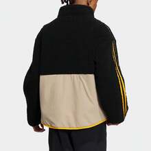 Adidas Men's New Thickened Faux Sherpa Fleece Sports Jacket, HY1376 - Black and White - View 2