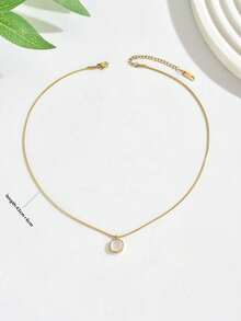 1pc Fashionable Square & Round Snake Necklace, Casual Minimalist Accessory