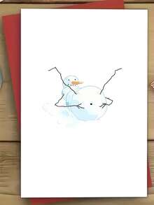 1pc Humorous Rude Snowman Christmas Cards With Envelopes - Playful Snowman Design, Festive Holiday Greetings For Family, Friends & Colleagues - Multicolor - View 2