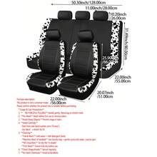 Cow Pattern Car Seat Cover Front Pairs Cover PVC Seat Cushion Airbag Compatible Universal Fit Auto Accessories,Car Seat Cover Full Set - one-size - View 10