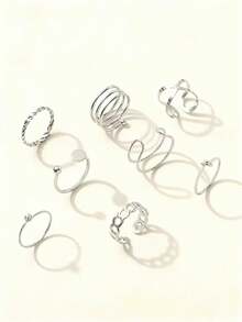 مجموعة من 11 خواتم مفصلية بتصميم أوراق هندسية، خواتم تركيبية إبداعية للنساء