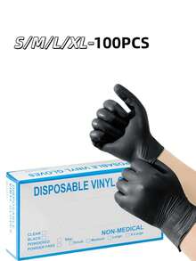 100 Black Nitrile Disposable Gloves, Latex-Free Waterproof Anti-Static Multi-Purpose Gloves That Fit The Hand Shape, Suitable For Hair Coloring, Tattoo Shops, Beauty Salons, Kitchen Cooking, Painting, Arts And Crafts, Home Cleaning, Kitchen, Bathroom, Home, Household Supplies.