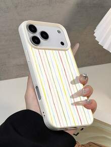 1pc Fashionable Minimalist Striped Textured Waterproof Shockproof Anti-Slip Soft Phone Case, Suitable As Birthday/Holiday Gift For Friends, Family, Couples, Compatible With Apple/ Phones - Multicolor - View 3