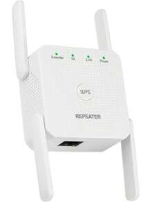 1200Mbps Repetidor de Señal WiF, 2.4G 300Mbps/5G 867Mbps, 4 Antenas, Extensor de Señal WiFi Inalámbrico Universal, Amplificador de Señal WiFi de Enchufe Pared, Repetidores de Red, WiFi Extender - Blanco/1200M - Ver 12
