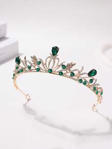 1pc French Bridal Crown Headpiece, Alloy Crystal Tiara, Wedding Dress Accessory, Quinceanera Crown, Luxury Crystal Birthday Crown