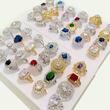 24pcs/Set Assorted Cubic Zirconia Rings, Different Sizes - 24 Styles - View 4