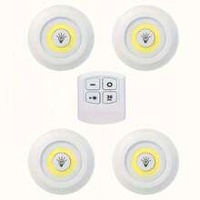 COB照明夜灯，可调光，定时功能，遥控，易于安装，AAA电池供电，便携式橱柜灯，适用于衣柜、厨房、浴室、卧室、宿舍等场景