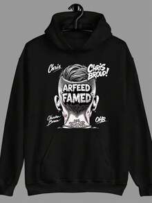 ARFEED FAMED Men's & Unisex Hip-Hop Graphic Hooded Sweatshirt - Chris BrouD, Chroken Brown & OHB Back Print - Black Pullover Hoodie With White Lettering - Rap Fan Apparel For Concerts, Casual Attire - Machine Washable Urban Streetwear - Loose Fit Long Sleeve Hoodie For Fall/Winter - Bold Music-Inspired Design With Iconic Rappers' Names - Relaxed Fit For Men, Women & Teens,Fall Hoodies,Men's Fall Clothes,Street Wear,Halloween,Mens Hoodies,Y2k Clothes,Jesus Hoodie,Thanksgiving Day,Nightmare Before Christmas,Christmas - Black - View 1
