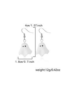 1 Pair Stainless Steel Ghost Shaped Earrings, Nickel-Free Metal Earrings Suitable For Women, Halloween