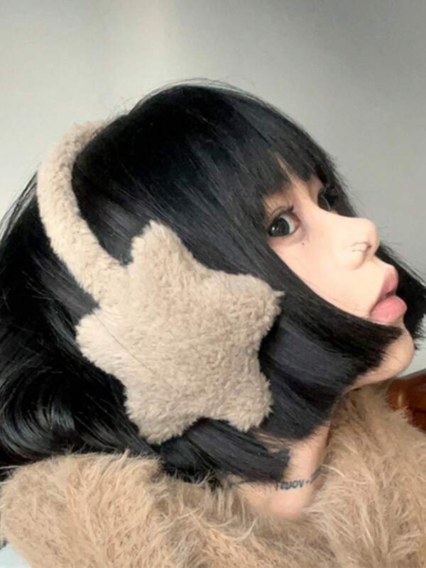 1 Pc Lady Cute Star Fur Headband, A Warm Winter Riding Headband For Students. Simple And Fashionable, Soft And Comfortable. Suitable For Winter Skiing, Cycling And Outdoor Activities