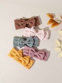 1pc Autumn/Winter New Jacquard Striped Fabric Baby Headband, Cute Solid Bow Infant Headwear, Fashionable Princess Baby Hair Accessories