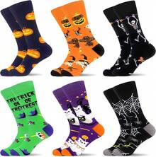 Men's Funny Novelty Crazy Pattern Dress Socks For Gifts - Orange/Red/Green/Multicolor Halloween-6m - View 12
