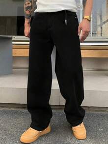 Men's Black Casual Loose Jeans, Fashion And Comfortable, Grunge