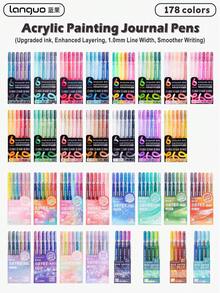 Languo Acrylic Painting Special Hand Pen Plus Version, Super Large Capacity Metallic Gloss Gel Pen, 1.0mm Stainless Steel Pen Head Design, Ink Flow Smoothly, Suitable For Students To Draw, Take Notes Back To School - Multicolor - View 11