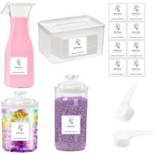 Tefola Juego de 4 Contenedores para Organizador Lavanderia, Contenedor de Detergente de Lavandería y Soporte de Hojas para Secadora, Dispensador con Tapa, Etiquetas y Cuchara - 1 - Ver 10