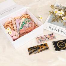 1 件定制大号琥珀发梳 | 个性化醋酸纤维字母梳、口袋和便携式顺滑梳、伴娘单身派对礼物 - 彩色 - 查看 5