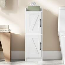 HEXCELEN Bathroom Storage Cabinet, Small Corner Floor Cabinet With Door And Shelves, Narrow Bathroom Organizer And Paper Storage With Adjustable Shelves, For Small Spaces, White - 白色 - 查看 7