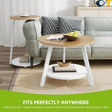 Round Coffee Tables Set Of 2, Nesting Tables With Storage Space And Unified Style Design, Small Coffee Tables, Side Table, Light Rustic Oak -By GeoTower - Light Rustic Oak - View 7