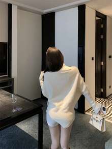 Women Knit Tops - White - View 3