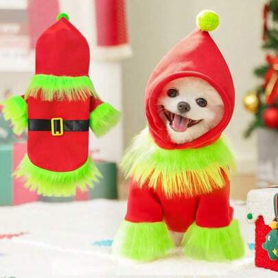 1pc Christmas Costume Outfit For Pet Dogs & Cats, Santa Claus Attire