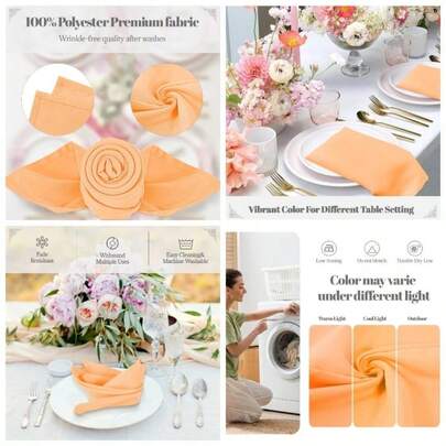 - Servilletas de tela resistentes de color naranja, 17x 17 pulgadas, slidas, lavables de polister, juego de 8 servilletas con bordes dobladillos, para fiestas, festivales de otoo,