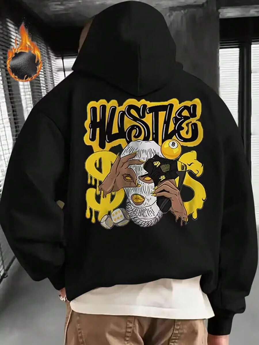 Gifts For Men, Gangster'S Paradise Hoodie Stylish Streetwear For Outings Warm For Autumn And Winter Unisex Fit With Practical Pocket.,Fall Hoodies,Men's Fall Clothes,Street Wear,Halloween,Mens Hoodies,Y2k Clothes,Jesus Hoodie,Thanksgiving Day,Nightmare Before Christmas,Christmas - 黑色 - 查看 1