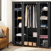 Wardrobe Fabric Wardrobe Folding Wardrobe With Clothes Rails And Pockets-172x134x34cm - màu đen - Xem 2
