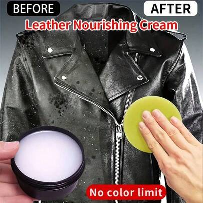 Leder Jacken Reinigungs- & Nährcreme (mit Reinigungsschwamm), Leder Bekleidung Glanz Pflegeöl, Creme zur Pflege von Ledertaschen, Lederschuhen, Ledergürteln und anderen Lederwaren
