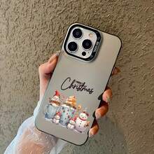 Funda de Teléfono con Decoración de Otoño Estética de Muñeco de Nieve y Gorro de Santa para 16 Pro 11 15 14 13 12 Pro Plus Negra y Plateada a Prueba de Golpes Regalo de Navidad para Mujeres - Colores mixtos - Ver 11