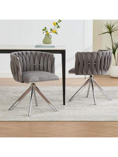 Fluwelen Seats Heavy Metal Frame, 180 Degree Swivel Function, Back, Zachte Luxurious Flexible Between Living Room, Budol Creative Workspace (Set Of 2) view 3