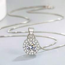 925 Silver Plated Big  Pendant Necklace Fashion Elegant Luxury Necklace For Women - 銀色 - 查看 1