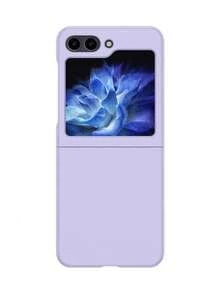 1 Pc Fold Phone Case Solid Color Casual Simple Design Phone Case Compatible With Samsung Galaxy Zflip 3/Zflip 4/Zflip 5/Zflip 6/Zflip 7/Oppofind N2 Flip/N3 Flip/Razr 50 Ultra/Razr 50/Vivo X Flip/HUAWEIP50 Pocket/Razr 50/Razr 40 Ultra/Razr 40/Razr 50 Ultra/Honor Magic V Flip Waterproof Shockproof Anti-Fall Scratch Resistant - Mauve Purple - View 4