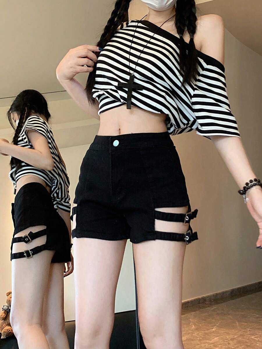 2026 Autumn/Winter European And American New Sexy Casual Jeans Shorts - Black - View 1