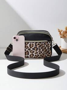 Fashionable Leopard Print Multi-Layer Crossbody Shoulder Bag For Women - Multicolor - View 3
