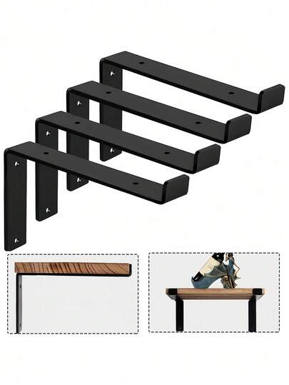1pc/Set Heavy Duty Shelf Brackets For DIY Floating Shelf, Bracket Kit For Wall Mounting, Home Room Supplies