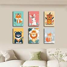 6 件套无框 DIY 成人数字油画入门套装 插画卡通动物数字油画 手工艺品 DIY 制作套装 适用于家居墙面装饰 20x30 厘米/7.87x11.81 英寸 - 彩色 - 查看 10