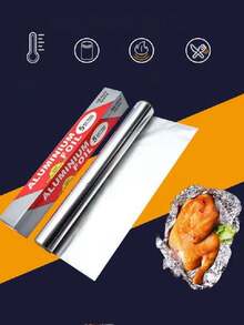 1 rolka wytrzymałej folii aluminiowej, 5 metrów, folia aluminiowa z powłoką zapobiegającą przywieraniu, do pieczenia, grillowania i piekarnika, odpowiednia do gotowania i pieczenia w okresie świątecznym, materiał do kontaktu z żywnością, niezbędna do gotowania w okresie świątecznym, wytrzymała folia aluminiowa, powierzchnia zapobiegająca przywieraniu, rolka folii aluminiowej - Wielokolorowe - Zobacz 4