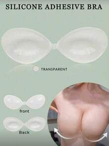 3 / 1 对聚拢硅胶胸罩粘胶隐形无肩带胸罩 - 乳房提升露背可重复使用女士粘胶胸罩，采用生物健康胶水，适用于女士内衣 - 無色 - 查看 1