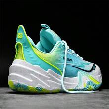 Men's Lace-Up Professional Training Plus Size Basketball Shoes, Running Competition Sports Breathable Sneakers, Hollow Outsole Anti-Slip Shock Absorption, Knitted Breathable Upper, High-Quality Reliable Men's Basketball Shoes, Comfortable Shock Absorption Anti-Slip Sports Casual Shoes, Unisex Basketball Shoes, Size: 35-45 - White Moon - View 4