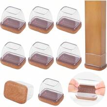8PCS Felt Chair Leg Floor Protectors Hardwood Floors, Rectangle Furniture Pads Easy Glides Bar Stools, Silicone Chair Leg Caps To Protect Floors, Fit Length 1.31. Width 0.91.2 - S(適合:寬 0.6 英寸 - 0.8 英寸,長 0.9 英寸 - 1.3 英寸)+ 透明-8 件 - 查看 2