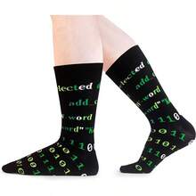 Men's Funny Novelty Crazy Pattern Dress Socks For Gifts - 黑色/綠色/藍色/灰色/多色編程器-4m - 查看 2